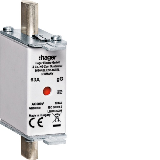 Fusível de facas NH000 curva gG 63A 500V