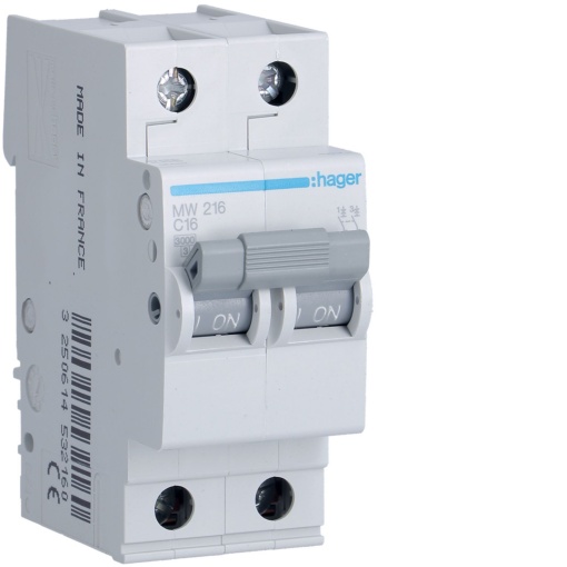 Disjuntor 2P 16A C 3kA 2M