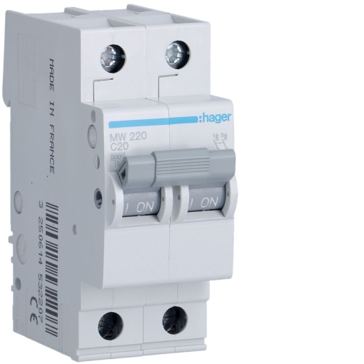 Disjuntor 2P 20A C 3kA 2M