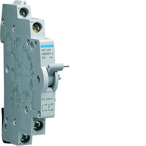Contato auxiliar 6 A230 VAC. Compatível com disjuntores e JFB 10kA da Hager.