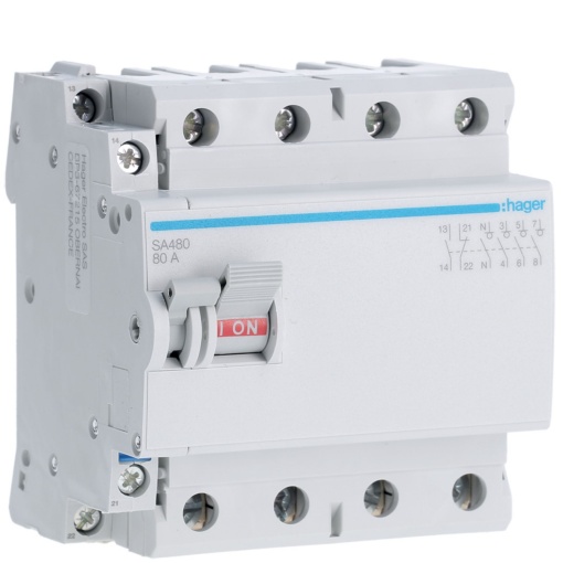 Interruptor tetrapolar 4x80A 4,5 Módulos