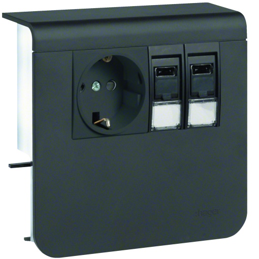 Schuko2xRJ45 Cat6 SL20055 pr grafite