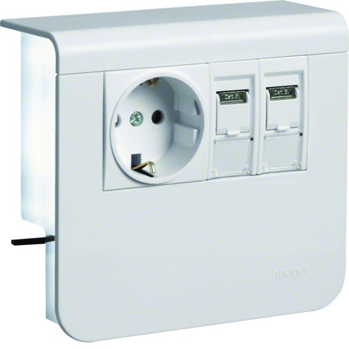 Schuko2xRJ45 Cat6 SL20055 branco