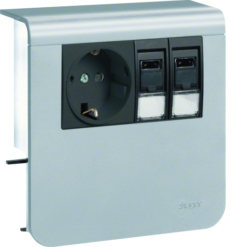 Schuko2xRJ45 Cat.6 SL20080, alumínio
