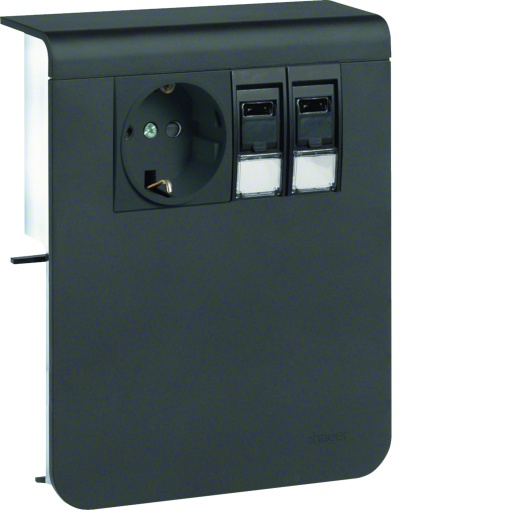 Schuko2xRJ45 Cat6 SL20115 pr grafite