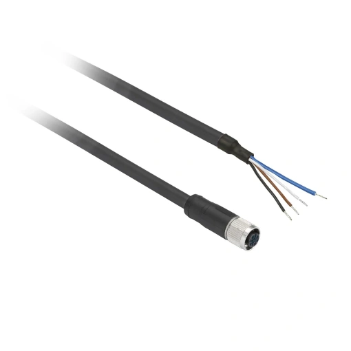 Conector fêmea M8, 4 pinos, recto pré-cabeado - XZCP0941L10
