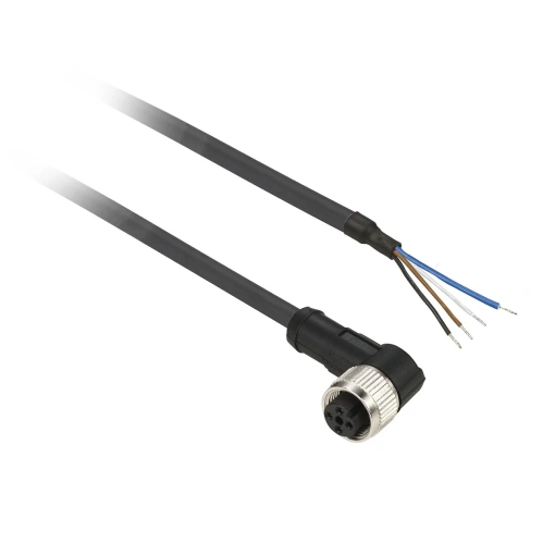 ELBOWED PREWIRED CONNECTOR, FEMALE, M8, 4PIN - XZCP1041L2