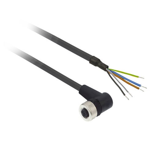 Conector fêmea M12, 5 pinos, angular pré-cabeado - XZCP1264L5
