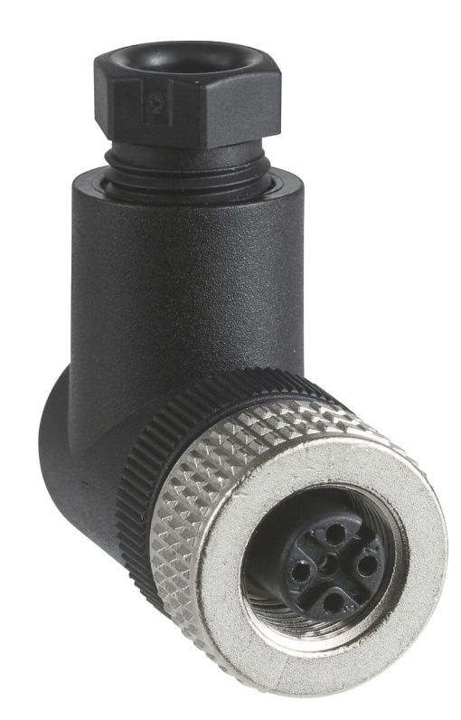 Conector M12 angular, 5 pinos - XZCC12FCM50B