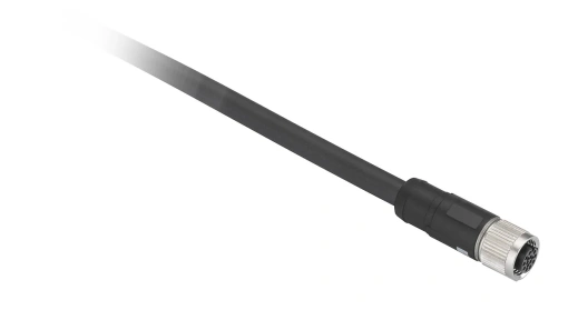 Conector fêmea M12, 8 pinos, recto, pré-cabeado, 2 m, PUR – XZCP29P11L2