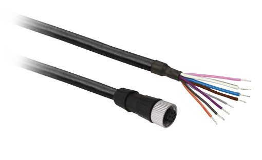 M13 female connector, pre-wired, 5 m, PUR – XZCP29P12L5