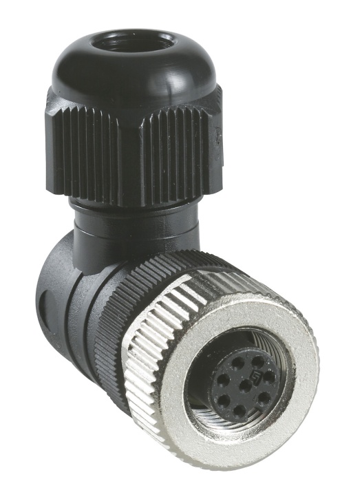 Conector M12 fêmea 90°, 8 pinos, terminais de parafuso - XZCC12FCM80B