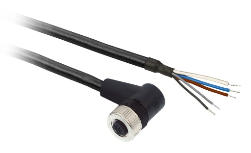 Conector M12 fêmea angular 90°, 5 pinos, 2 m, pré-cabeado, PUR - XZCP12V12L2