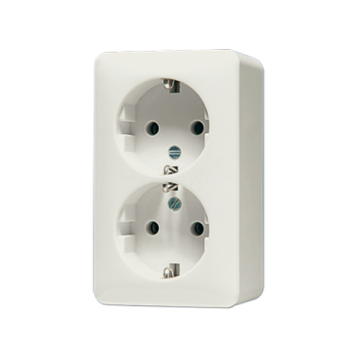 Enchufe doble con prot. AP600 bl marfil