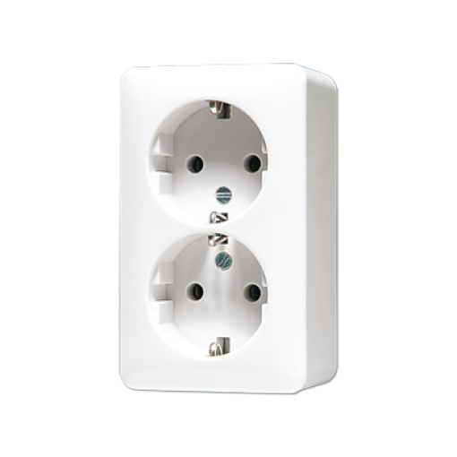 Enchufe doble con prot. AP600 bl. alpi