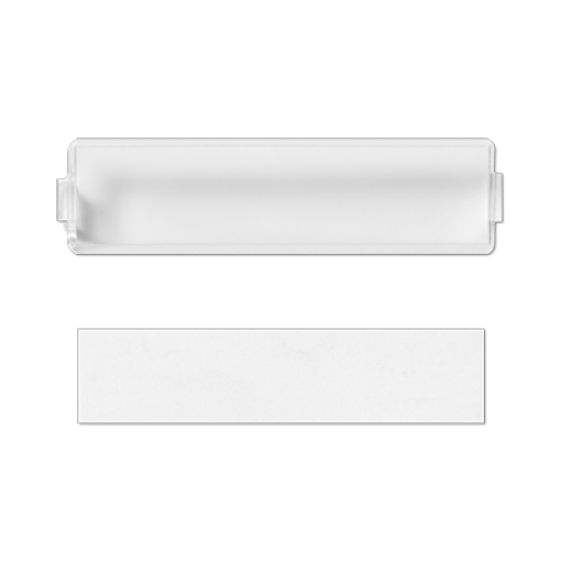 Placa transparente con tira inscr.