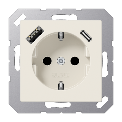 Enchufe SCHUKO c USB-AC. A blanco