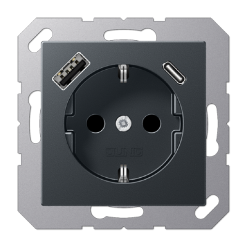 Enchufe SCHUKO c USB-AC. A antracita