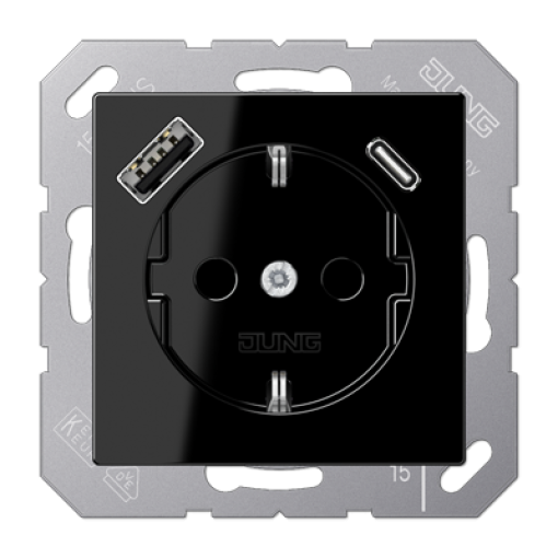 Enchufe SCHUKO c USB-AC. A negro