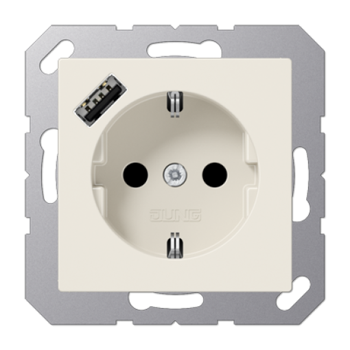 Enchufe SCHUKO c USB-A. A blanco