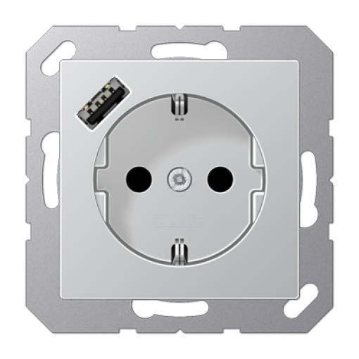 Enchufe SCHUKO c USB-A. A aluminio