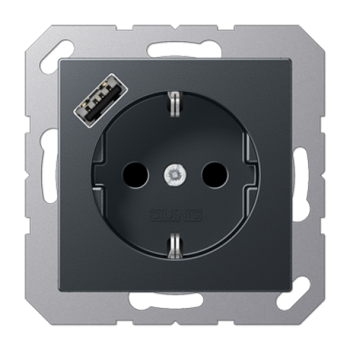 Enchufe SCHUKO c USB-A. A antracita