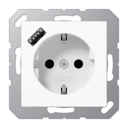 Enchufe SCHUKO c USB-A. A bl. alpi