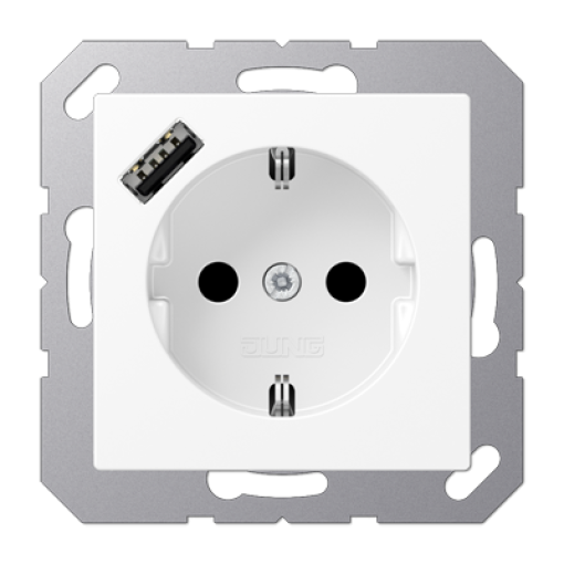 Enchufe SCHUKO c USB-A. A bl. mate