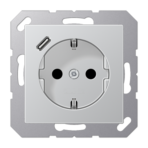 Enchufe SCHUKO c USB-C. A aluminio