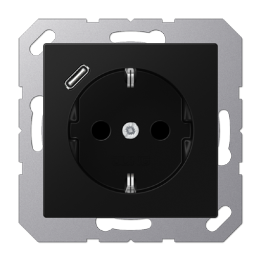 Enchufe SCHUKO cUSB-C. A negro mate