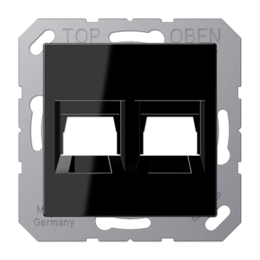 Placa Mod.Jack-Rad. 2 tomas A negro