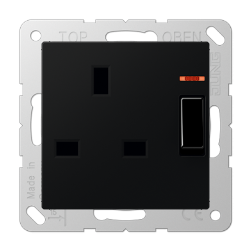 Toma conmutable 13A 250V A negro mate