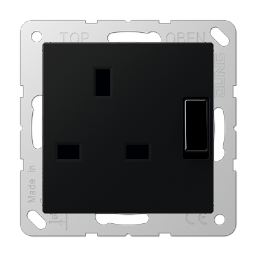Toma conmutable 13A 250V A negro mate