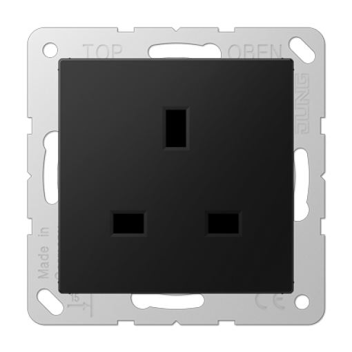 Enchufe British Standard A negro mate