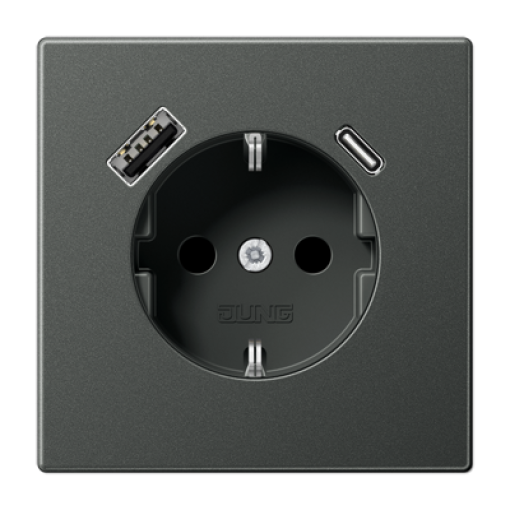 Enchufe con USB-AC LS antracita