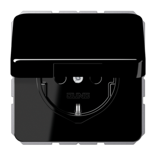 Enchufe c tapa abat. prot. CD negro