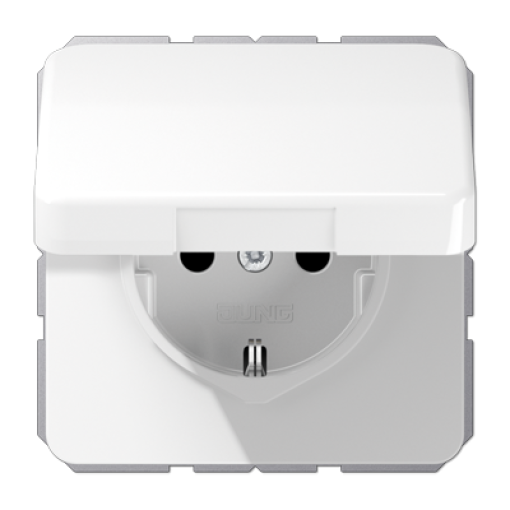 Enchufe c tapa abat. prot. CD bl. alpi