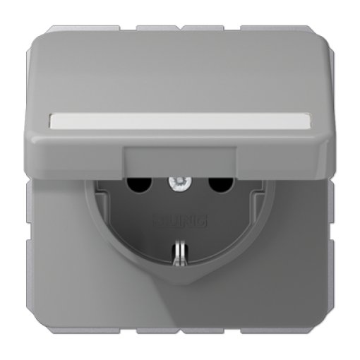 Enchufe c tapa abat. inscr. CD gris