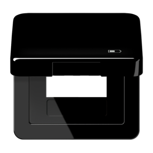Tapa abat. retroc. simb. USB CD negro