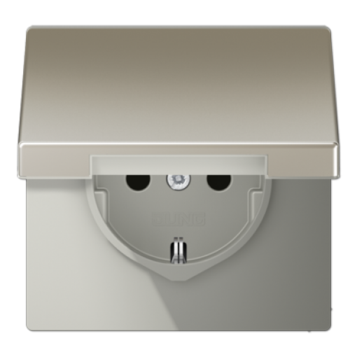 Enchufe c tapa abat. prot. LS acero