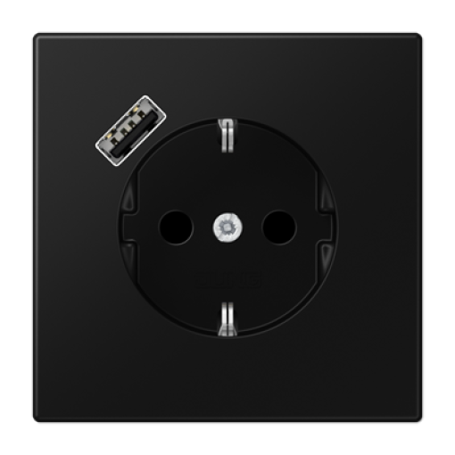 Enchufe SCHUKO c USB-A LS negro mate