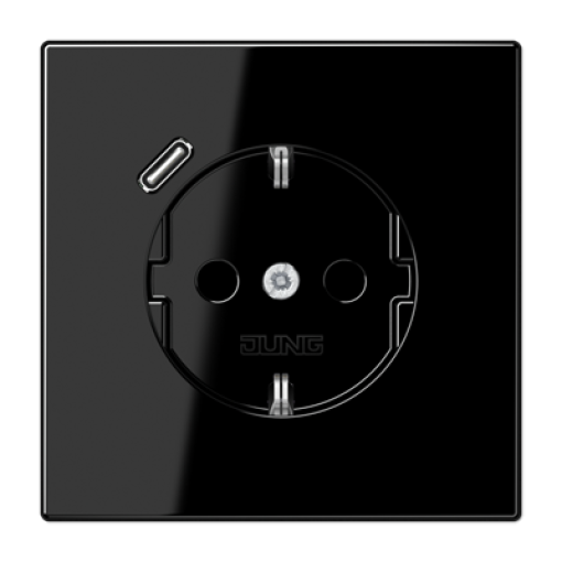 Enchufe SCHUKO c USB-C LS negro