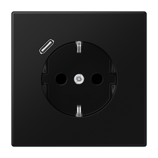 Enchufe SCHUKO c USB-C LS negro mate