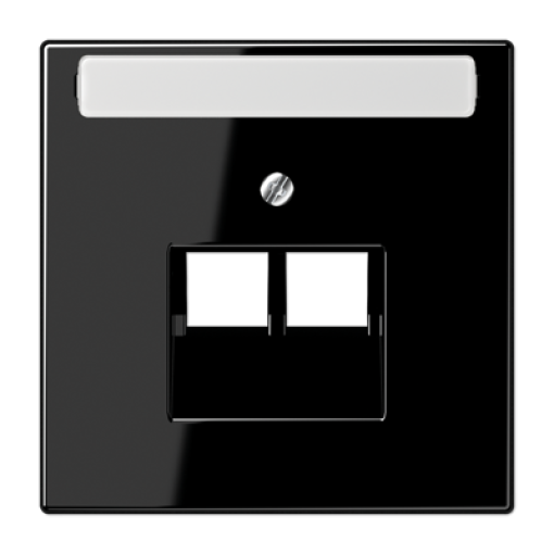Placa telef. 2 tomas inscr. LS negro