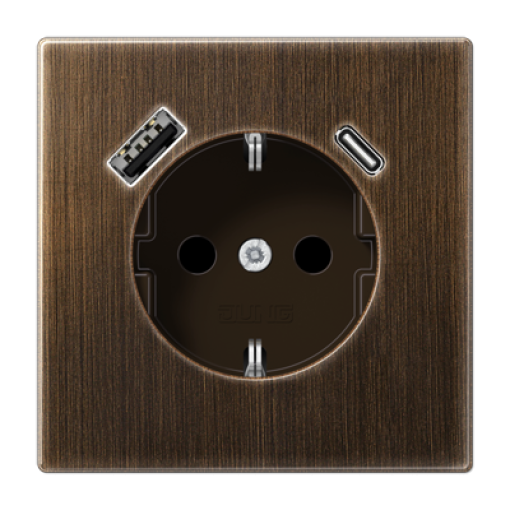 Enchufe con USB-AC LS latón antik