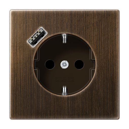 Enchufe con USB-A LS latón antik