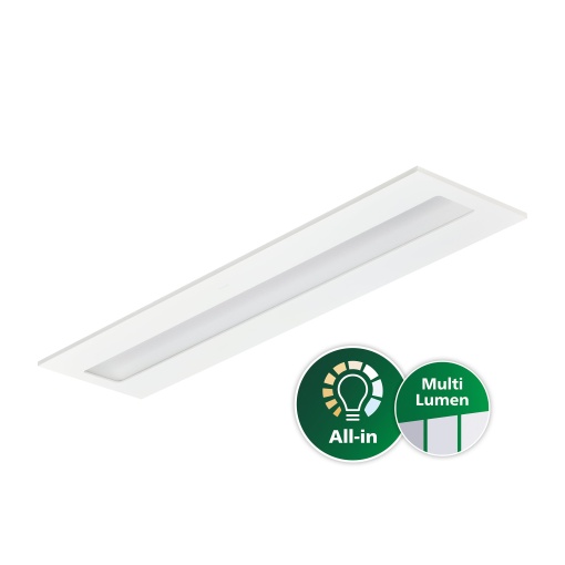CoreLine encastrável gen 4, 27.5 W, 300x1200 mm, VPC, 4300 lm, 4000 K, Sem fios, Interact Ready, UGR19, EL-ready