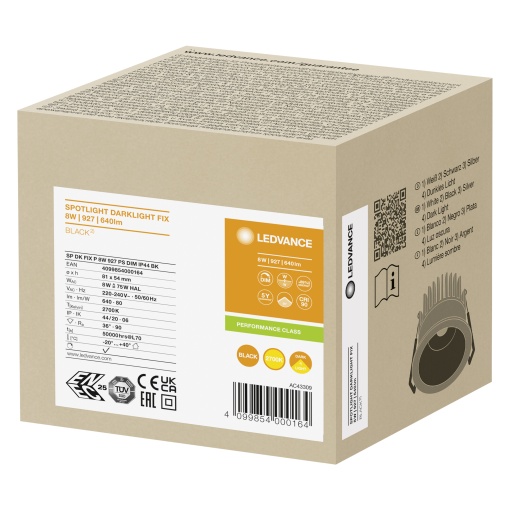 SPOT DARKLIGHT 8W 927 PS DIM IP44 BK