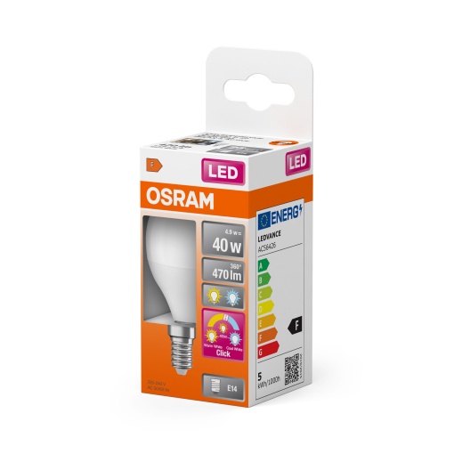 LED Relax, Active and Sleep CLASSIC P 4.9W 827840 Frosted E14 3x click