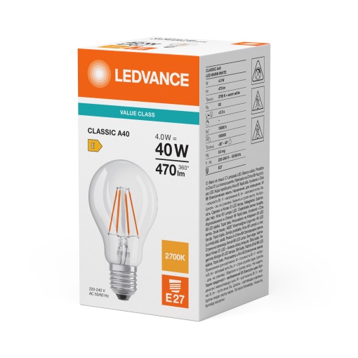 LED CLASSIC A V 4W 827 Clear E27